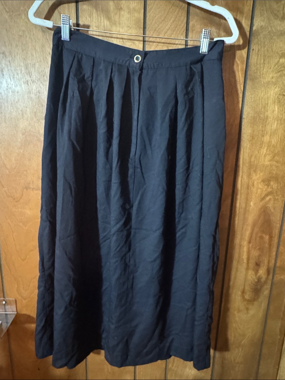 Women's Black Maxi Skirt with Pleated Front